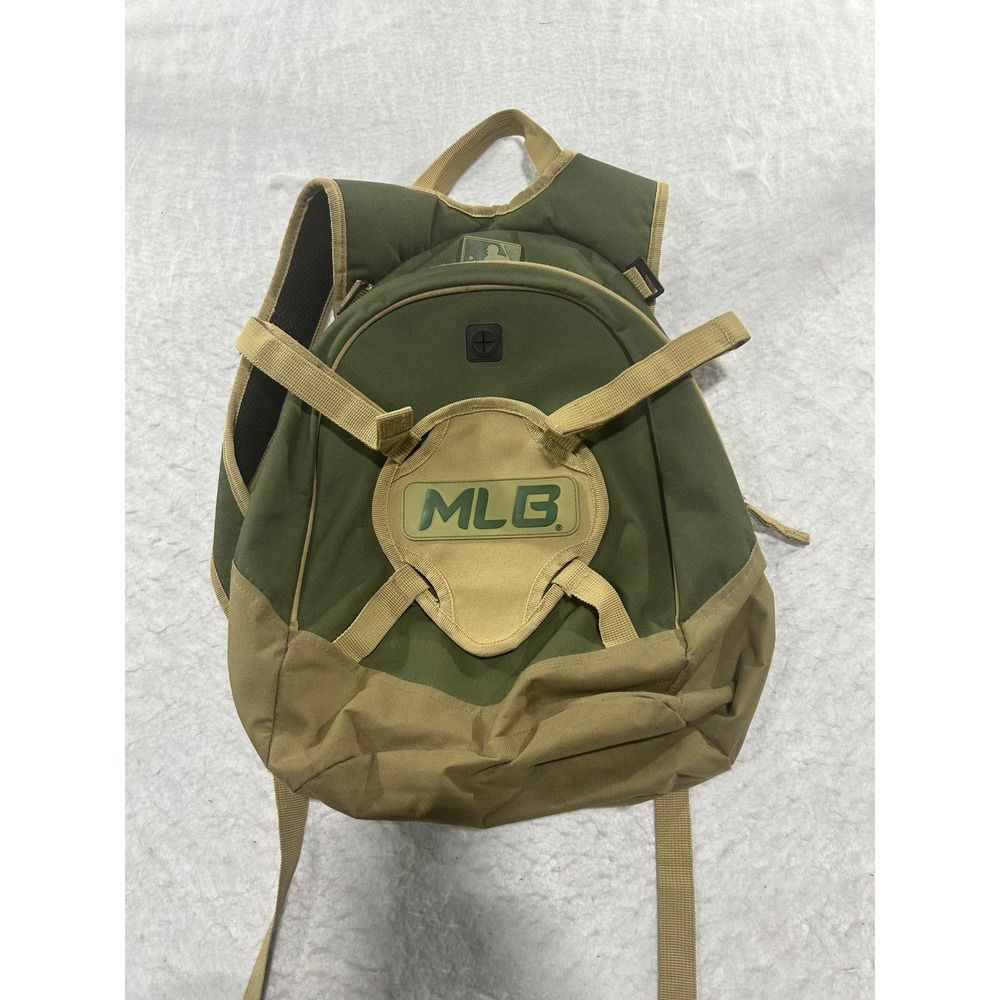 MLB Major League Baseball Backpack Olive Green Tan Sports Bag with Helmet Flap